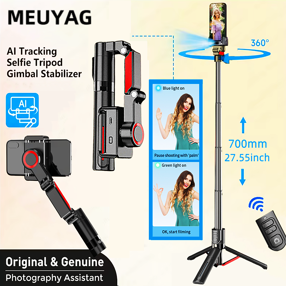 Selfie Stick Tripod - MEUYAG AI face tracking Gimbal Stabilizer