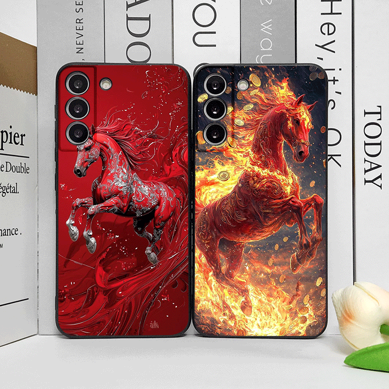 Phone Accessories Samsung - Fashion Chinese-Style Red Horse Print Phone