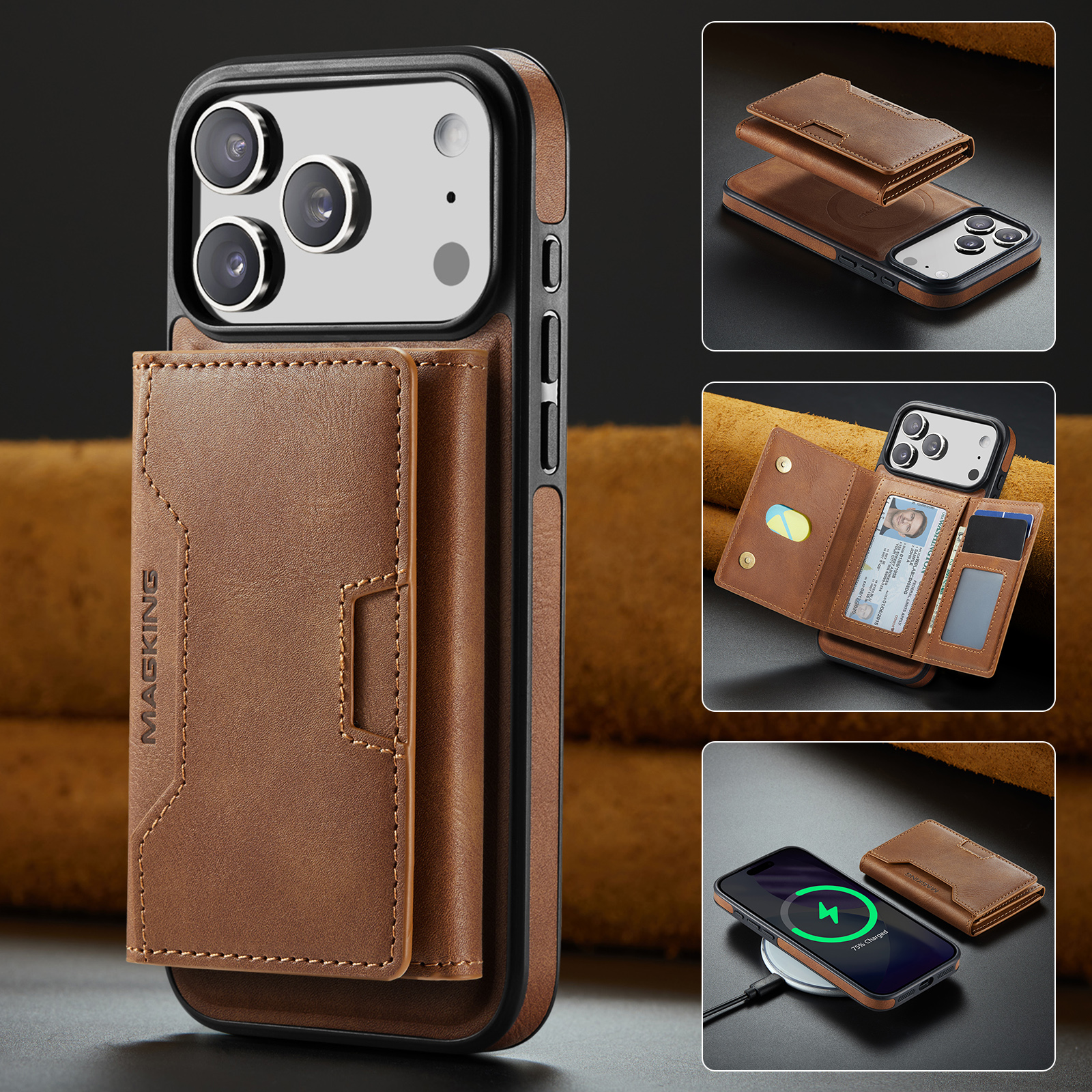 Retro Handset Phone - Retro Flip Leather Phone Case For