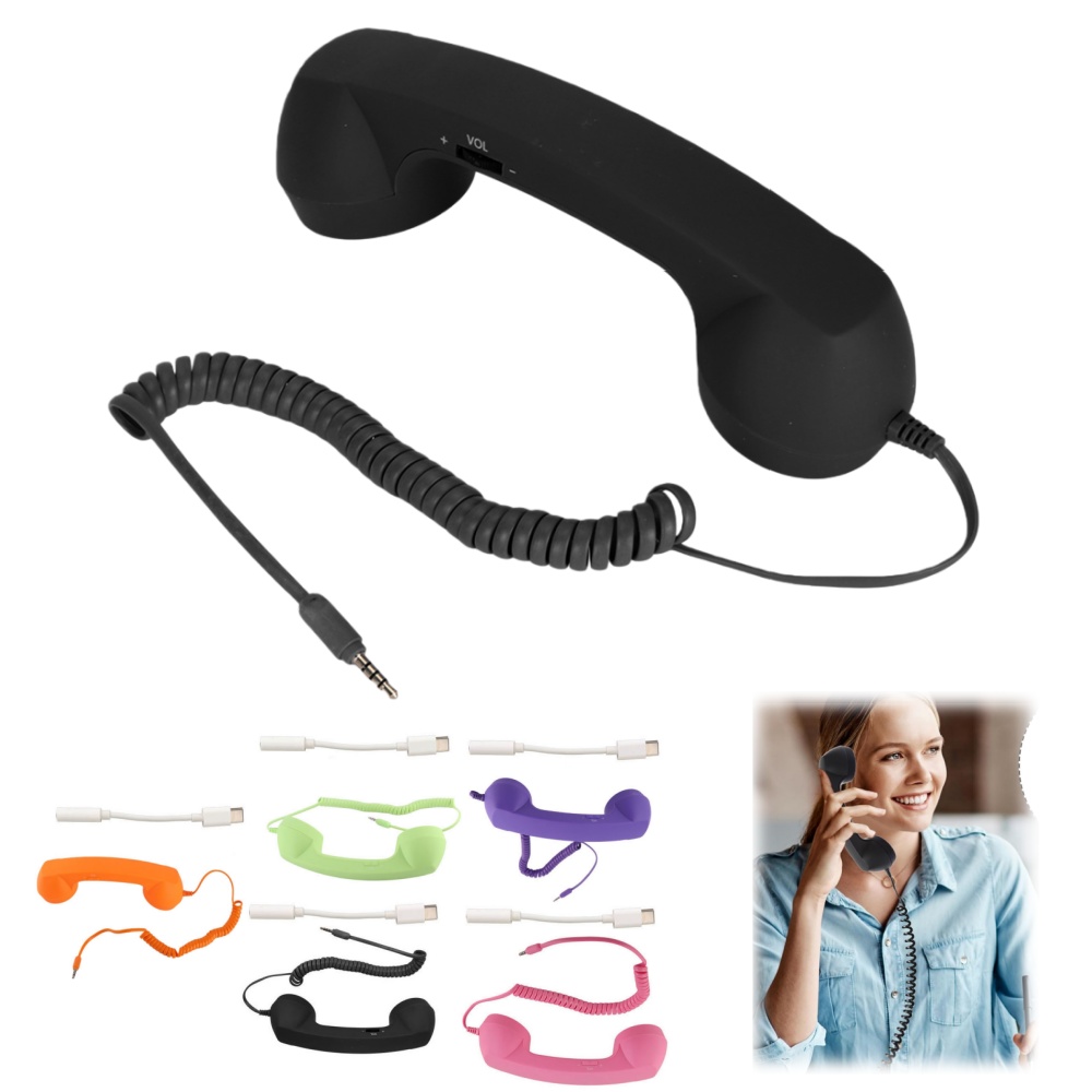 Retro Handset Phone - Retro Phone Receiver 3.5mm/USB-C Radiation-Proof Receiver