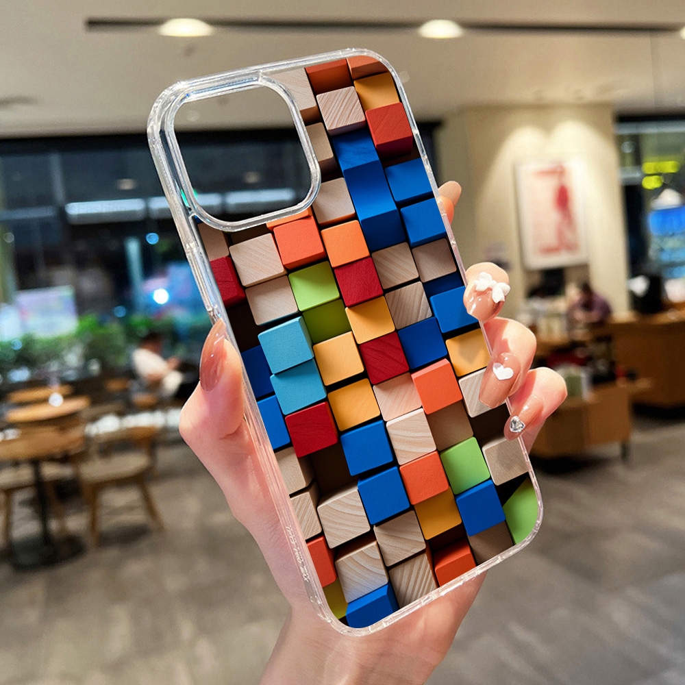 Magnetic Phone Case - Colored Blocks Magnetic Wireless Charging Clear