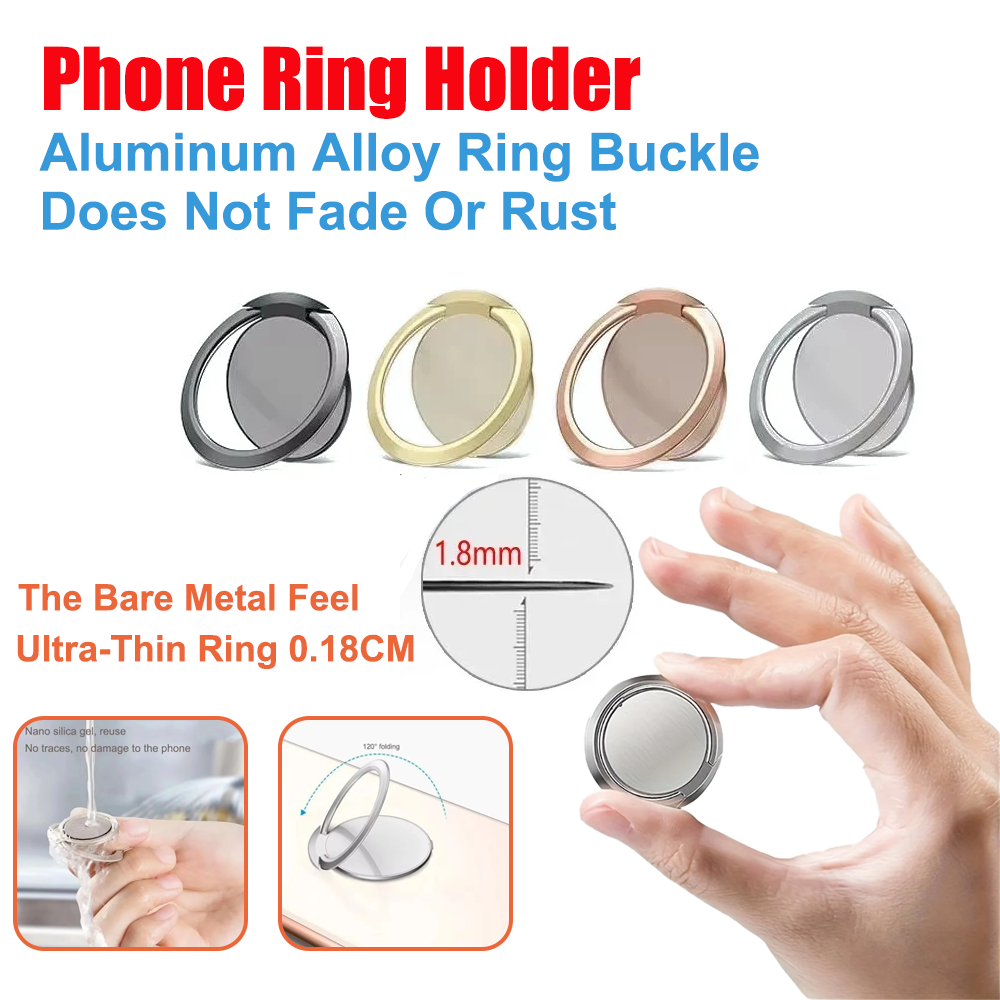 Phone Kickstand Ring - Ultra Thin Metal Ring Holder Stand