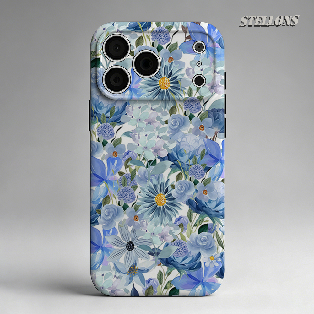 Magnetic Phone Case - Watercolor Blue Floral Phone Case For