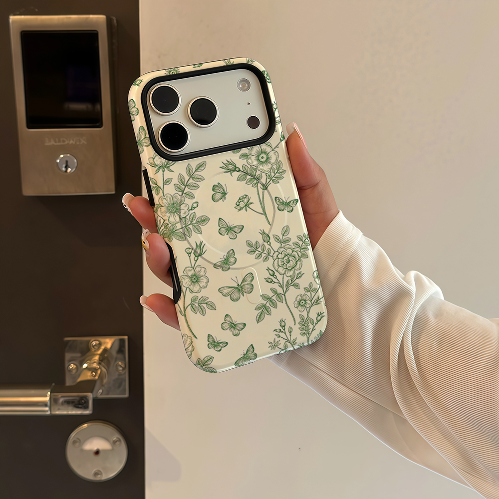 Green Floral Butterfly Sketch  - Magnetic Phone Case avaliação e preço
