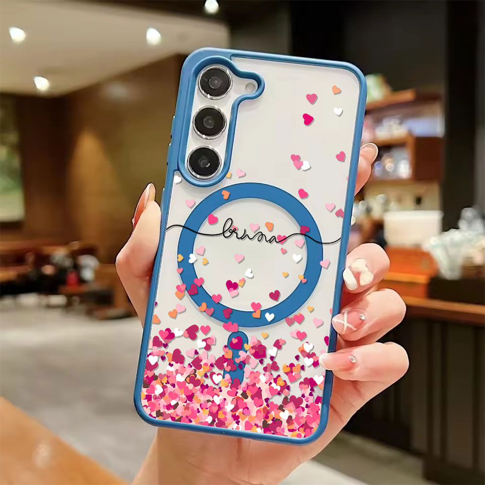 Pink Heart Print Phone Case Fo - Magnetic Phone Case avaliação e preço