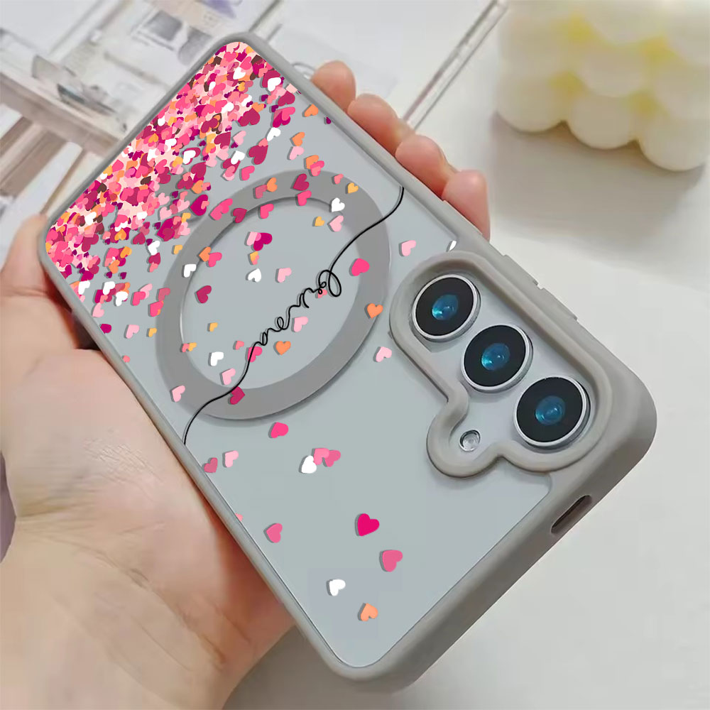 Pink Heart Print Phone Case Fo - Magnetic Phone Case avaliação e preço