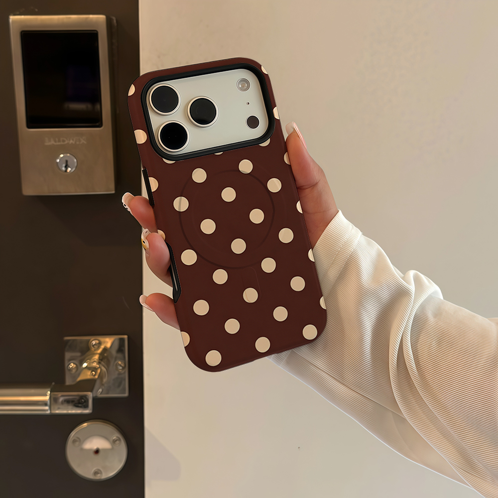 Brown Beige Polka Dot Phone Ca - Magnetic Phone Case avaliação e preço