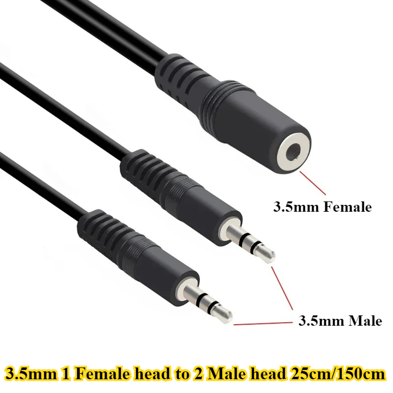 2/5Pcs/lot 3.5mm 1 to 2 Audio  - Earphone Splitter Jack avaliação e preço