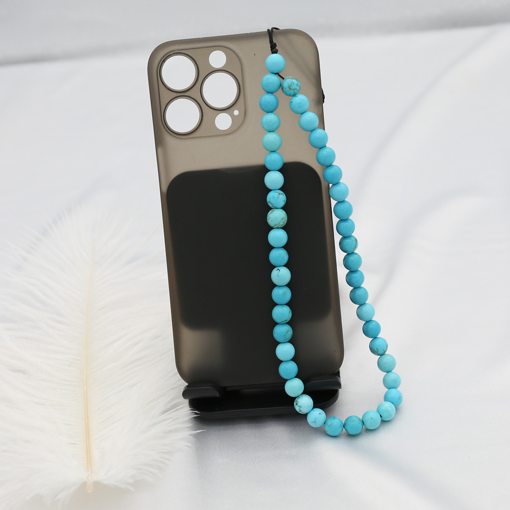 8MM Blue Turquoise Beaded Mobi - Phone Accessories For Men avaliação e preço