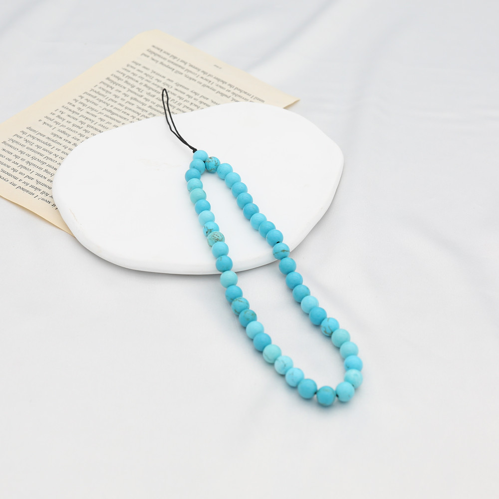 8MM Blue Turquoise Beaded Mobi - Phone Accessories For Men avaliação e preço