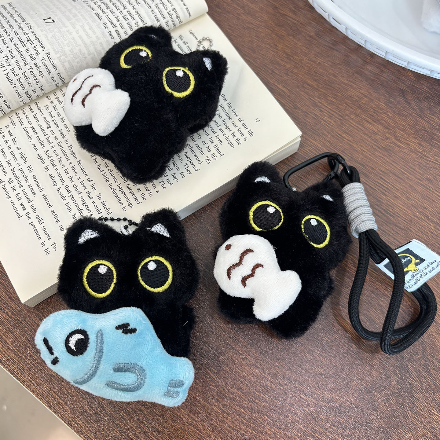Cute Plush Big Eyed Black Cat  - Phone Accessories Doll avaliação e preço