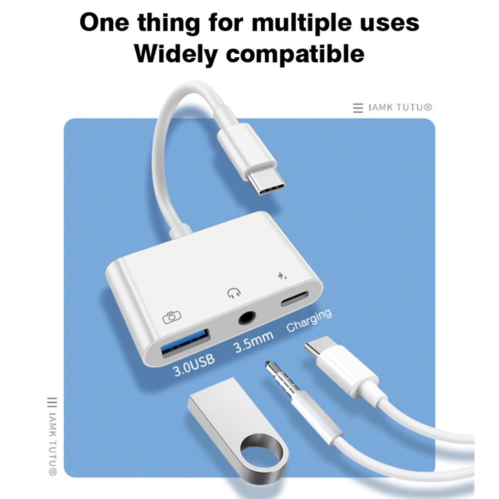3 in 1 Type C to 3.5mm Jack Ea - Earphone Splitter Jack avaliação e preço