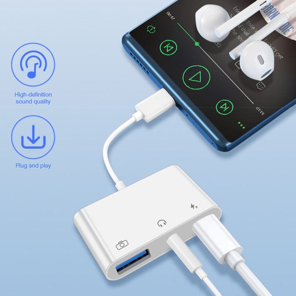 3 in 1 Type C to 3.5mm Jack Ea - Earphone Splitter Jack avaliação e preço