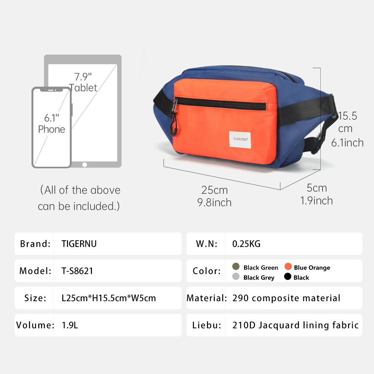 Tigernu Chest Bags For Men 7.9 - Phone Accessories For Men avaliação e preço