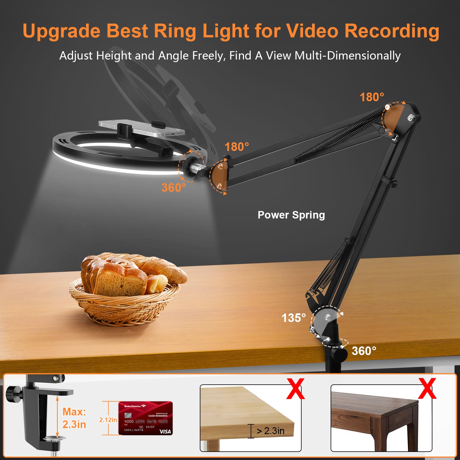 Nice Overhead Tripod With Ring - Selfie Stick Tripod avaliação e preço