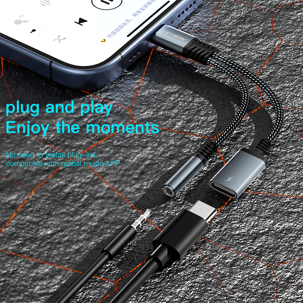 KEYSION 2 in 1 Type C to 3.5mm - Earphone Splitter Jack avaliação e preço