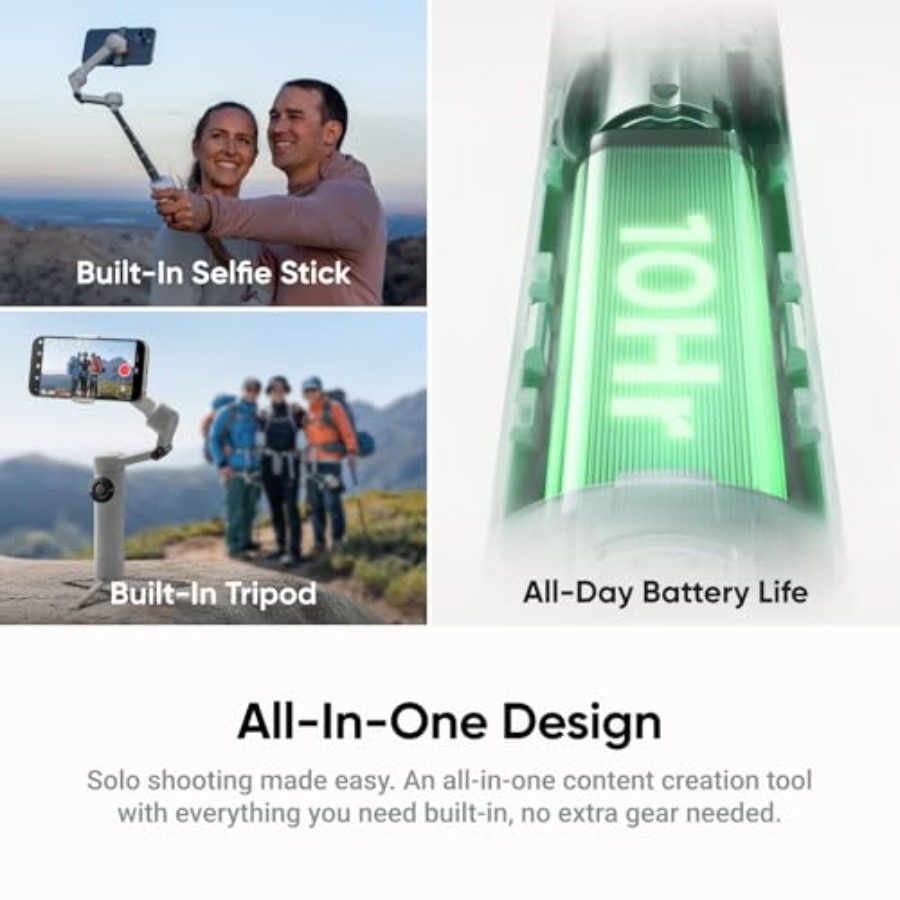 Flow 2 Grey - Foldable AI Gimb - Selfie Stick Tripod avaliação e preço