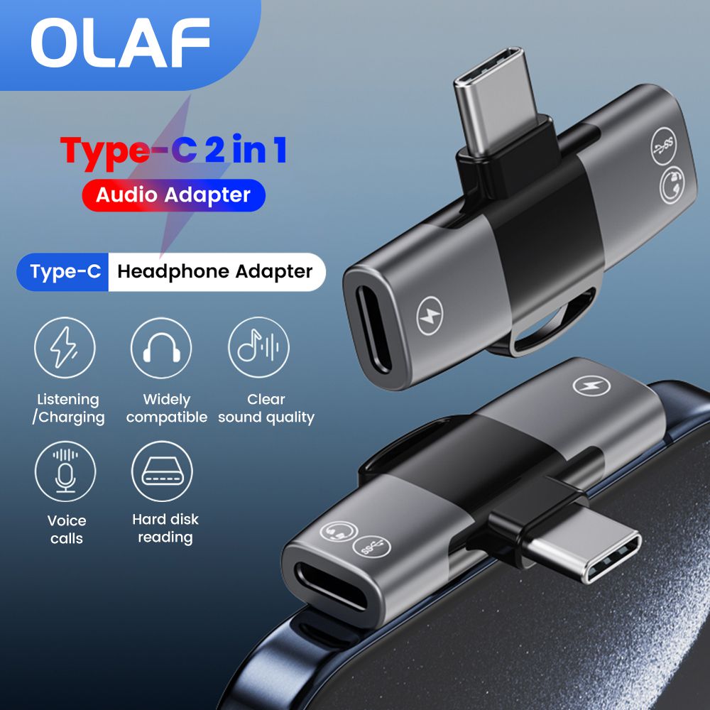 2 in 1 Type C Audio Adapter US - Earphone Splitter Jack avaliação e preço