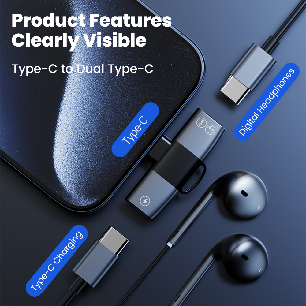 2 in 1 Type C Audio Adapter US - Earphone Splitter Jack avaliação e preço