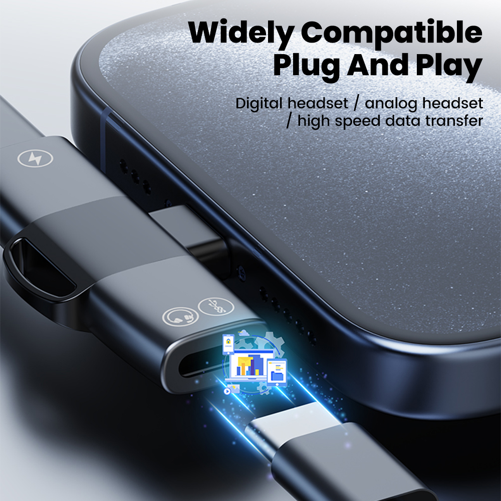 2 in 1 Type C Audio Adapter US - Earphone Splitter Jack avaliação e preço